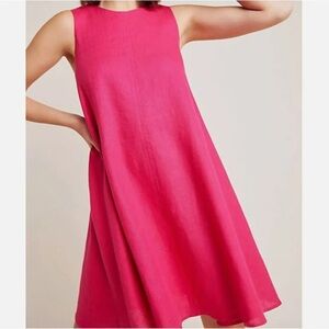 Anthropologie Maeve Melbourne Linen Summer Swing Dress Pink